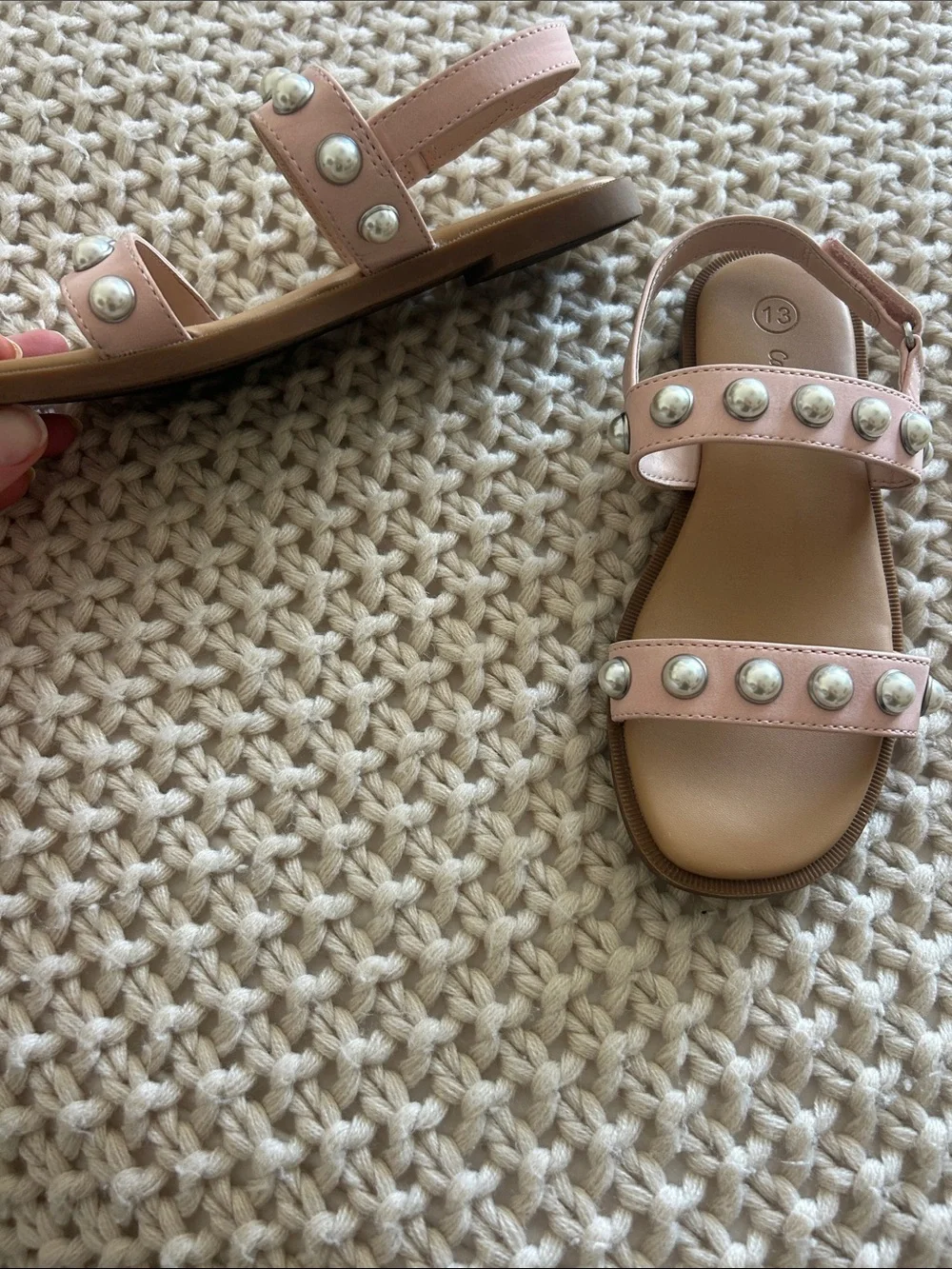 Cat & Jack Pink Studded Double-Strap Sandals